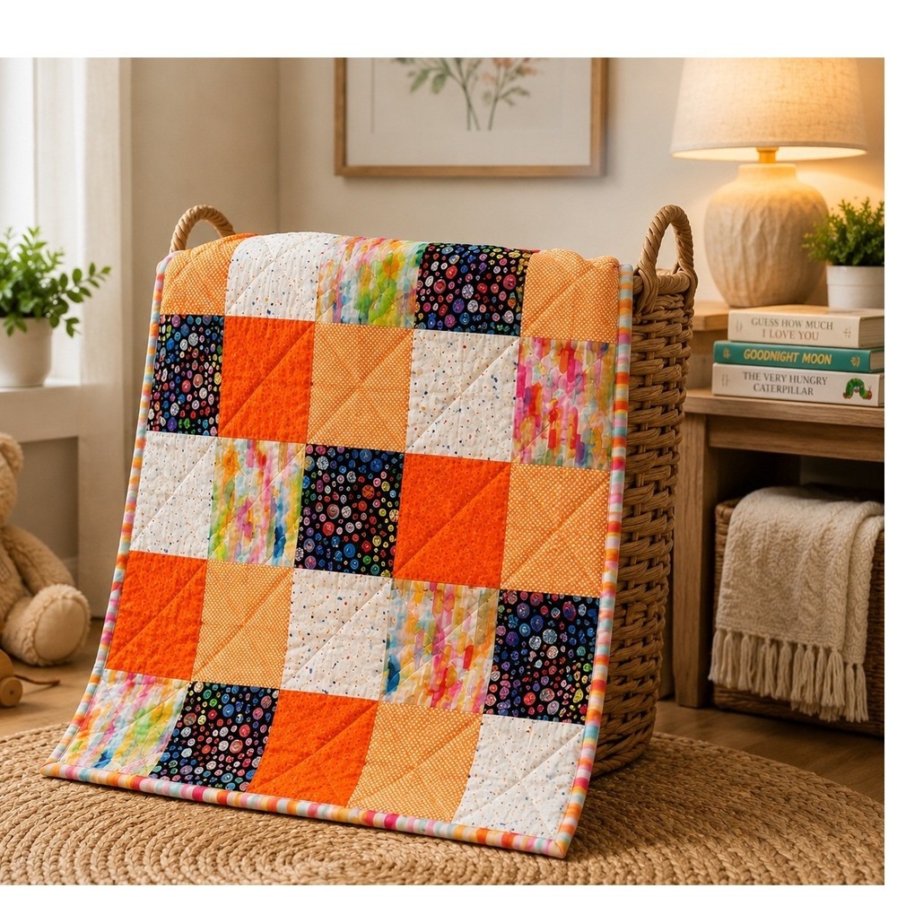 Handmade‎ 40x36 Patchwork Quilt Yellow Plush Backing Nursery Blanket